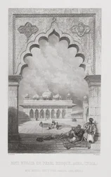 Moti Musjid, o Moschea della Perla, Agra, India, inciso da W. Finden, da 